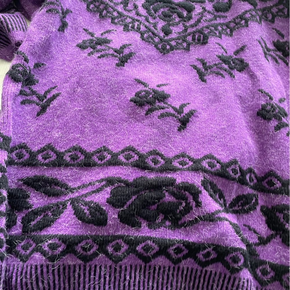 Purple and Black Patterned Women's Sweater